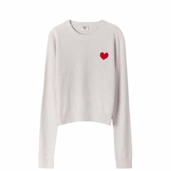 ARITZIA SUNDAY BEST GRAY Abby Heart Sweater - Picture 3 of 9